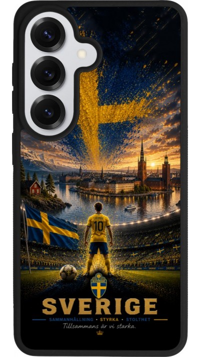 Coque Samsung Galaxy S26 - Silicone rigide noir Football Suède splash 2026