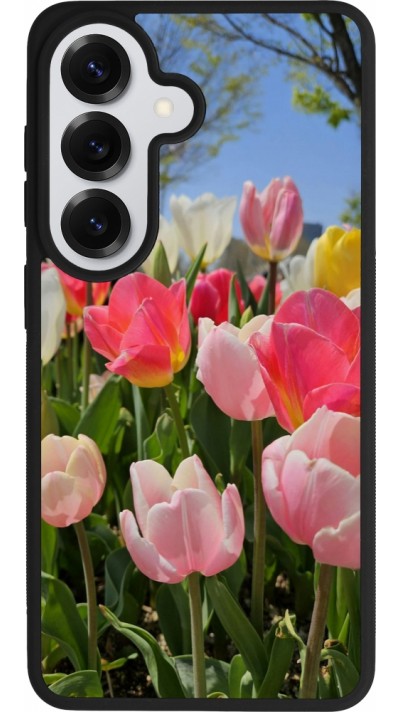 Coque Samsung Galaxy S26 - Silicone rigide noir Tulips 2026
