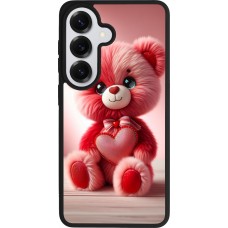 Coque Samsung Galaxy S26 - Silicone rigide noir Valentine 2024 Ourson rose