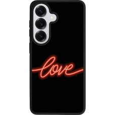 Coque Samsung Galaxy S26 - Silicone rigide noir Valentine 2023 neon love