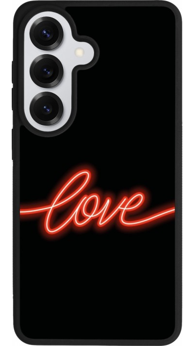 Coque Samsung Galaxy S26 - Silicone rigide noir Valentine 2023 neon love