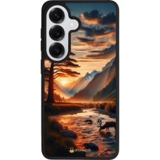 Coque Samsung Galaxy S26 - Silicone rigide noir Valley Sunset Deer Tree