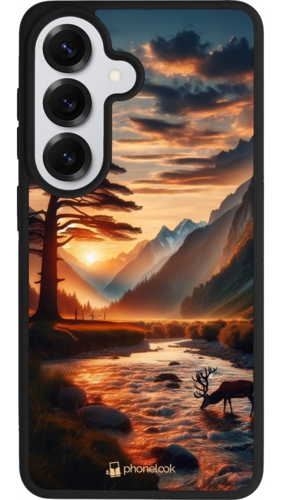 Coque Samsung Galaxy S26 - Silicone rigide noir Valley Sunset Deer Tree