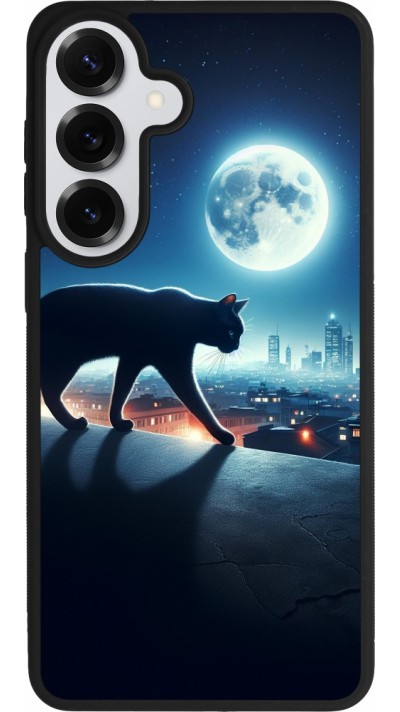 Samsung Galaxy S26+ Case Hülle - Silikon schwarz Schwarze Katze unter dem Vollmond