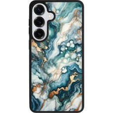 Coque Samsung Galaxy S26+ - Silicone rigide noir Marbre Vert Bleu Doré