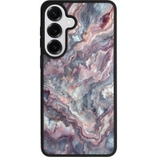Coque Samsung Galaxy S26+ - Silicone rigide noir Marbre violette argentée