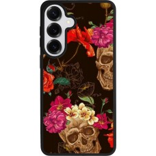 Samsung Galaxy S26+ Case Hülle - Silikon schwarz Skulls and flowers