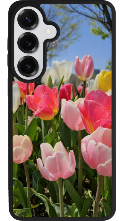 Coque Samsung Galaxy S26+ - Silicone rigide noir Tulips 2026