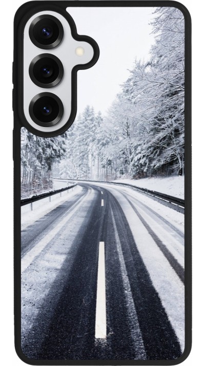 Coque Samsung Galaxy S26+ - Silicone rigide noir Winter 22 Snowy Road