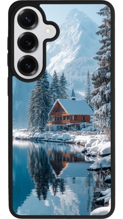 Coque Samsung Galaxy S26+ - Silicone rigide noir Winter 25 Winter house forest day