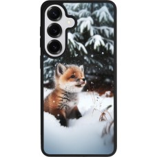 Coque Samsung Galaxy S26+ - Silicone rigide noir Noël 2023 Renardeau sapin