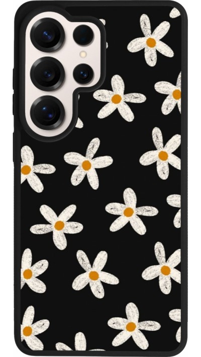 Coque Samsung Galaxy S26 Ultra - Silicone rigide noir Easter 2024 white on black flower