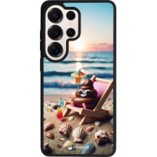 Coque Samsung Galaxy S26 Ultra - Silicone rigide noir Emoji caca sur chaise longue