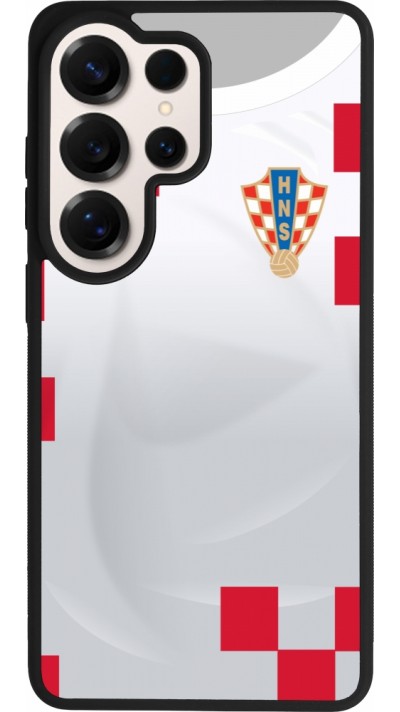Coque Samsung Galaxy S26 Ultra - Silicone rigide noir Maillot de football Croatie 2022 personnalisable