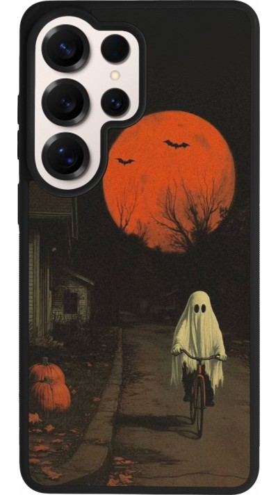 Coque Samsung Galaxy S26 Ultra - Silicone rigide noir Halloween 2025 Ghost on a bicycle