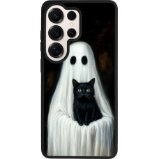 Coque Samsung Galaxy S26 Ultra - Silicone rigide noir Halloween 2025 Ghost with black cat