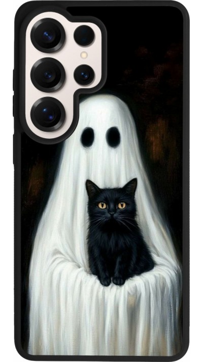 Coque Samsung Galaxy S26 Ultra - Silicone rigide noir Halloween 2025 Ghost with black cat