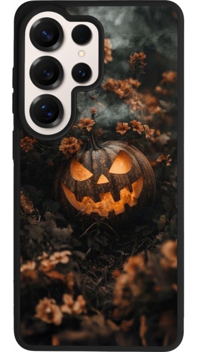 Coque Samsung Galaxy S26 Ultra - Silicone rigide noir Halloween 2025 Pumpkin with flowers