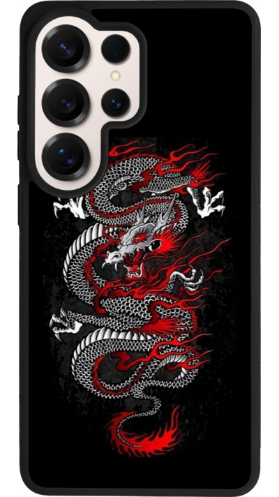 Coque Samsung Galaxy S26 Ultra - Silicone rigide noir Japanese style Dragon Tattoo Red Black