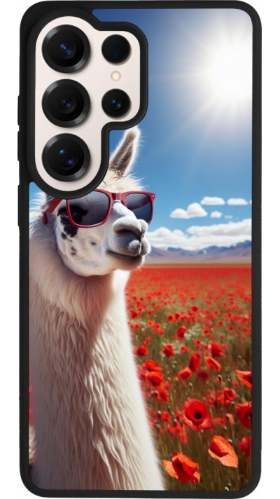 Coque Samsung Galaxy S26 Ultra - Silicone rigide noir Lama Chic en Coquelicot