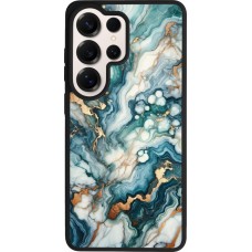 Coque Samsung Galaxy S26 Ultra - Silicone rigide noir Marbre Vert Bleu Doré