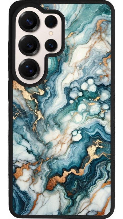 Coque Samsung Galaxy S26 Ultra - Silicone rigide noir Marbre Vert Bleu Doré