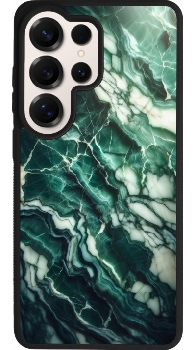 Coque Samsung Galaxy S26 Ultra - Silicone rigide noir Marbre vert majestueux