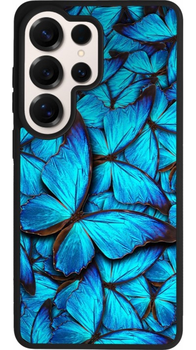 Coque Samsung Galaxy S26 Ultra - Silicone rigide noir Papillon bleu