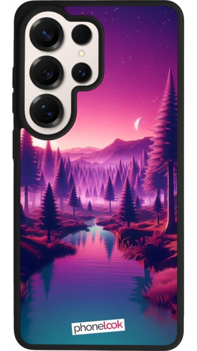Coque Samsung Galaxy S26 Ultra - Silicone rigide noir Paysage Violet-Rose