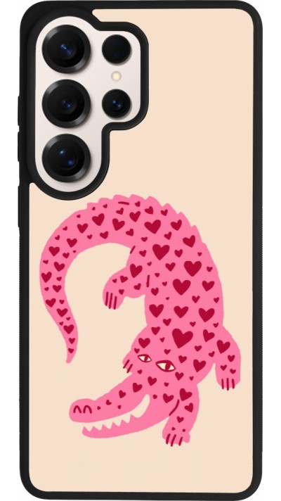 Coque Samsung Galaxy S26 Ultra - Silicone rigide noir Pink crocodile 2026