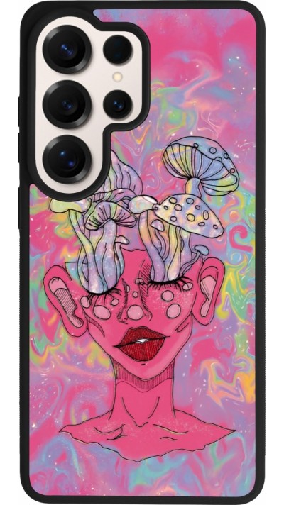 Coque Samsung Galaxy S26 Ultra - Silicone rigide noir Psychedelic pink mushroom