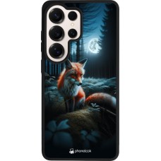 Coque Samsung Galaxy S26 Ultra - Silicone rigide noir Renard lune forêt