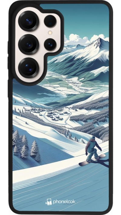 Coque Samsung Galaxy S26 Ultra - Silicone rigide noir Snowboarder Montagne