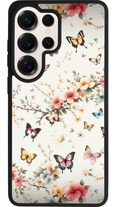 Coque Samsung Galaxy S26 Ultra - Silicone rigide noir Spring 25 Papillons Légers