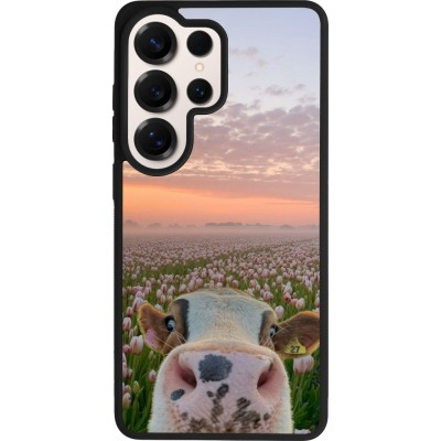 Samsung Galaxy S26 Ultra Case Hülle - Silikon schwarz Cow with tulips Spring 2026