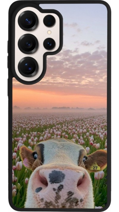 Coque Samsung Galaxy S26 Ultra - Silicone rigide noir Cow with tulips 2026