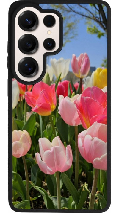 Coque Samsung Galaxy S26 Ultra - Silicone rigide noir Tulips 2026