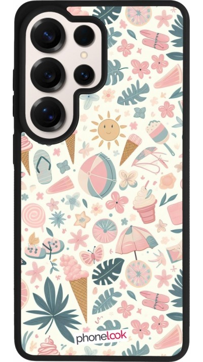 Coque Samsung Galaxy S26 Ultra - Silicone rigide noir Summer Pink Pattern