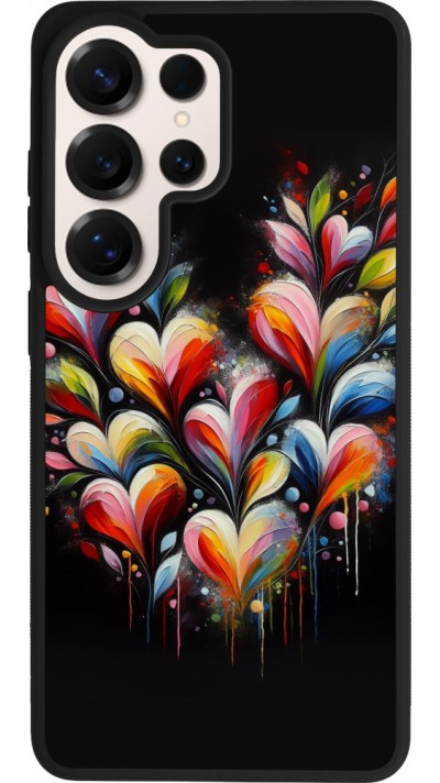 Coque Samsung Galaxy S26 Ultra - Silicone rigide noir Valentine 2024 Coeur Noir Abstrait