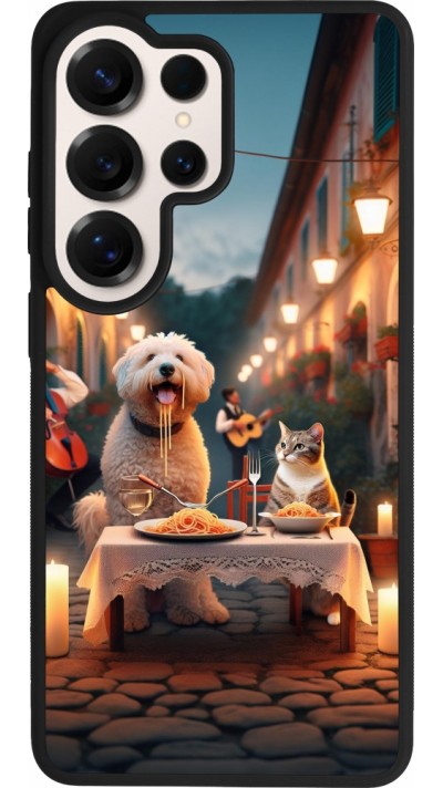 Coque Samsung Galaxy S26 Ultra - Silicone rigide noir Valentine 2024 Dog & Cat Candlelight