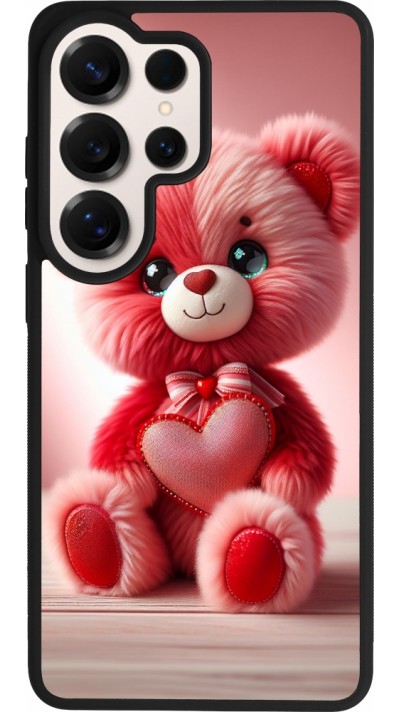 Coque Samsung Galaxy S26 Ultra - Silicone rigide noir Valentine 2024 Ourson rose