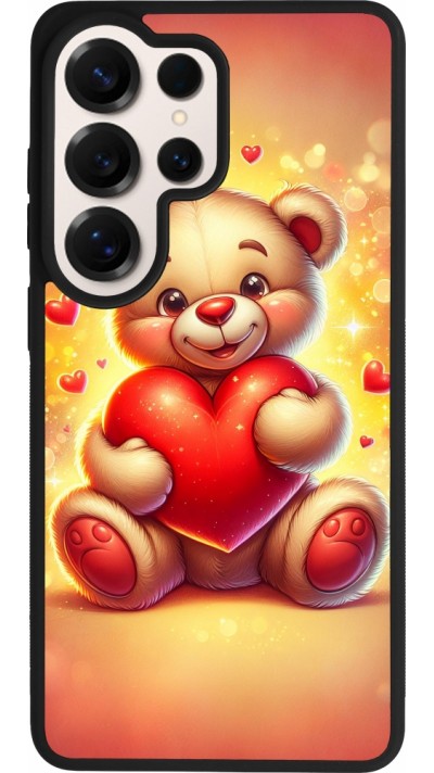 Coque Samsung Galaxy S26 Ultra - Silicone rigide noir Valentine 2024 Teddy love