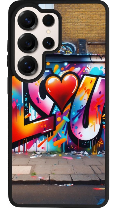 Coque Samsung Galaxy S26 Ultra - Silicone rigide noir Valentine 2025 Love U Tag