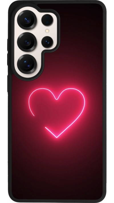 Coque Samsung Galaxy S26 Ultra - Silicone rigide noir Valentine 2023 single neon heart
