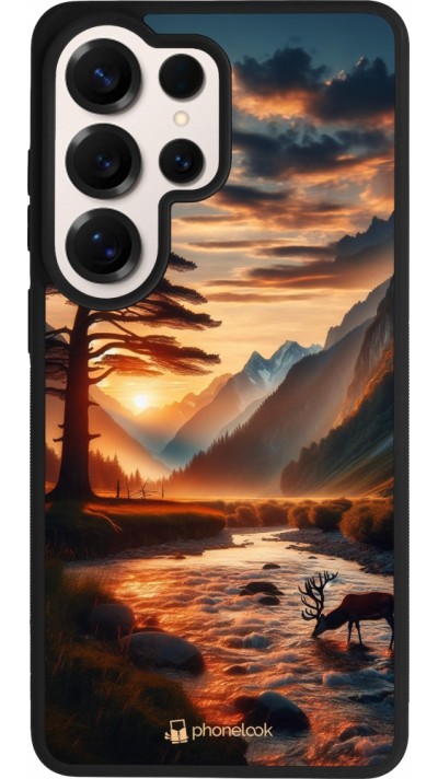 Coque Samsung Galaxy S26 Ultra - Silicone rigide noir Valley Sunset Deer Tree