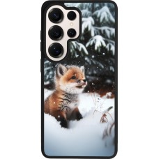 Coque Samsung Galaxy S26 Ultra - Silicone rigide noir Noël 2023 Renardeau sapin