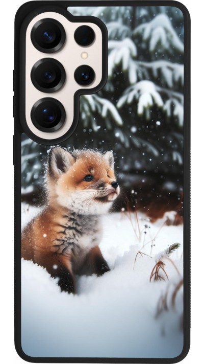 Coque Samsung Galaxy S26 Ultra - Silicone rigide noir Noël 2023 Renardeau sapin