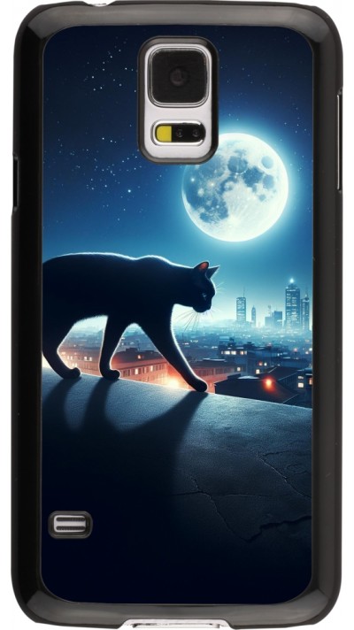 Samsung Galaxy S5 Case Hülle - Schwarze Katze unter dem Vollmond