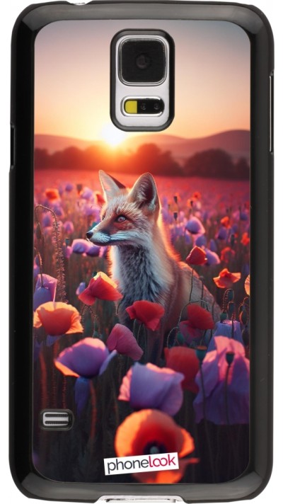 Samsung Galaxy S5 Case Hülle - Purpurroter Fuchs bei Dammerung