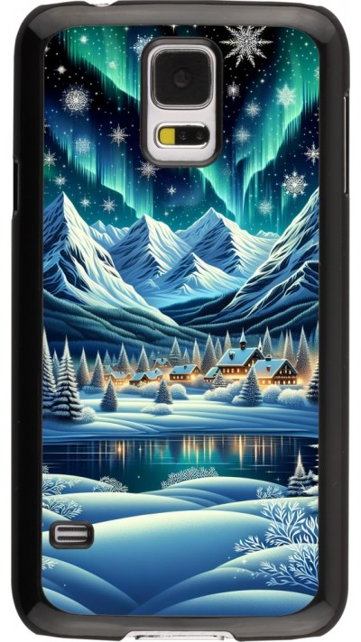 Samsung Galaxy S5 Case Hülle - Verschneites Bergdorf am See in der Nacht